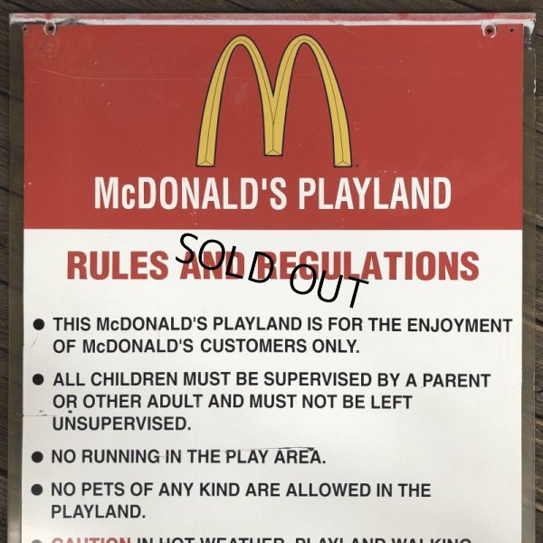 画像6: 70s Vintage MCDONALDS Playland Rules & Regulations Sign  (J948)