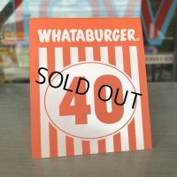 Whataburger Stores Ordering Table Tent #40 (J964) 