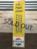 60s Vintage Pepsi Thermometer Sign SAY PEPSI PLEASE (J969)