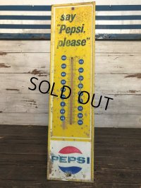 60s Vintage Pepsi Thermometer Sign SAY PEPSI PLEASE (J969)