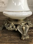 画像6: 60s Vintage Metal Base Milk Glass Hurricane 3 Way Table Lamp (S028)