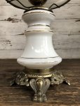 画像5: 60s Vintage Metal Base Milk Glass Hurricane 3 Way Table Lamp (S028)