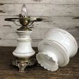 画像10: 60s Vintage Metal Base Milk Glass Hurricane 3 Way Table Lamp (S028)