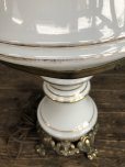 画像8: 60s Vintage Metal Base Milk Glass Hurricane 3 Way Table Lamp (S028)