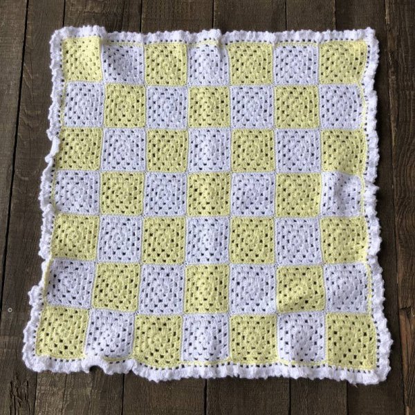 画像4: Vintage U.S.A Baby Knit Blanket Rug 64x64 cm (S074) 