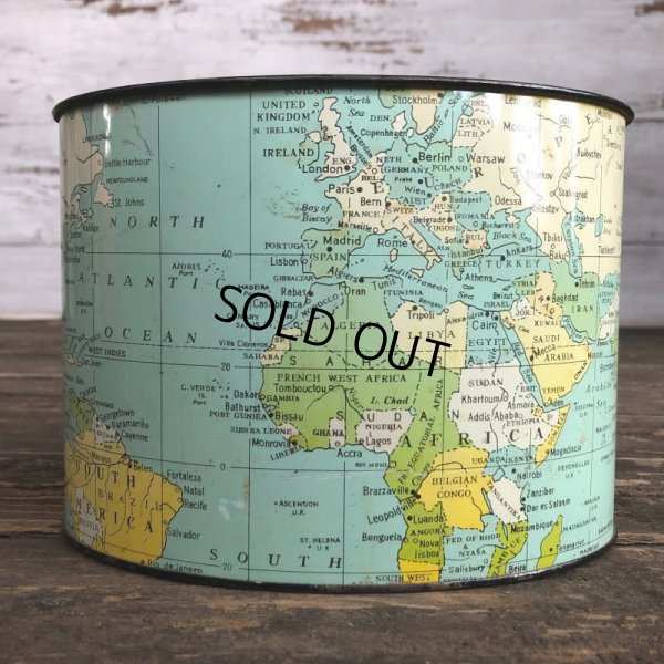 画像1: Vintage World Map Trash Can (S205)