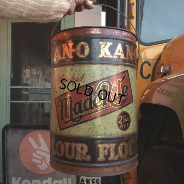 画像11: Vintage Bleached Made Rite Flour KAN-O tin pail can (S289)
