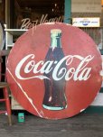 画像1: Vintage Coca-Cola Original Huge Round Sign (S329） (1)
