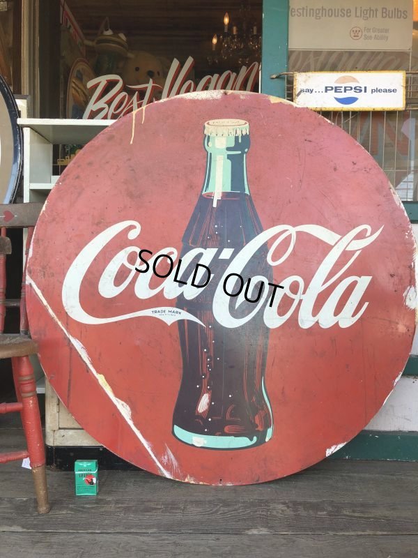 画像1: Vintage Coca-Cola Original Huge Round Sign (S329）