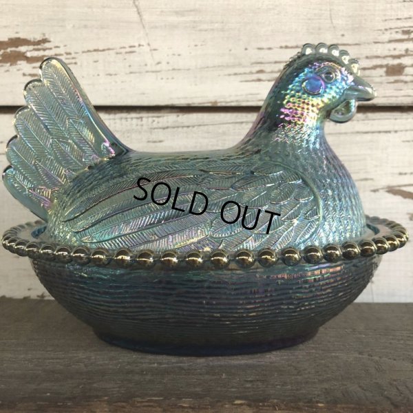 画像4: Vintage Carnival Indiana Glass Iridescent Hen On Nest Candy Dish (S333)