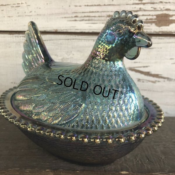 画像3: Vintage Carnival Indiana Glass Iridescent Hen On Nest Candy Dish (S333)