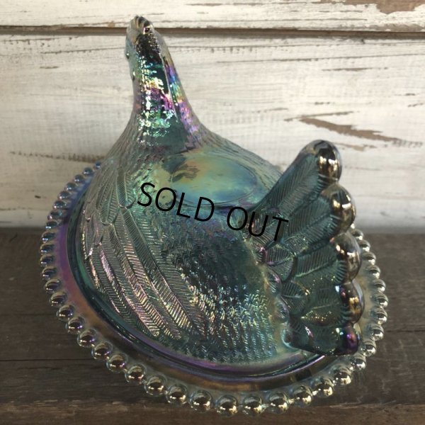 画像5: Vintage Carnival Indiana Glass Iridescent Hen On Nest Candy Dish (S333)