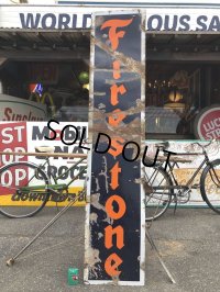 40s Vintage Original Firestone Tires Vertical Porcelain Sign (S343）