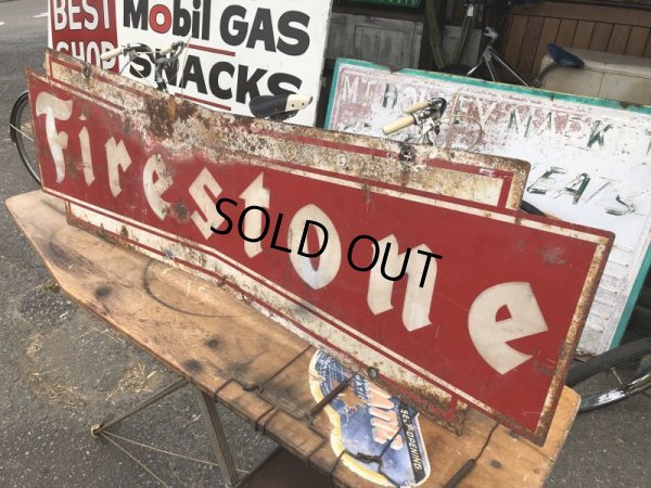 画像3: 50s Vintage Firestone Tires Double-sided Bow-tie Sign (S344)