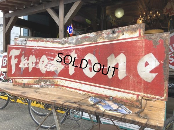 画像6: 50s Vintage Firestone Tires Double-sided Bow-tie Sign (S344)