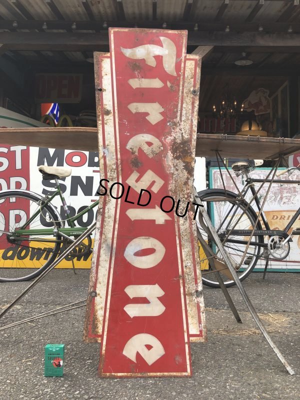 画像9: 50s Vintage Firestone Tires Double-sided Bow-tie Sign (S344)