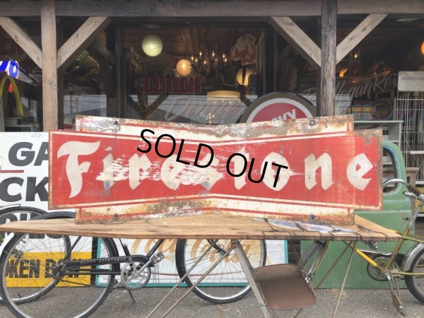 画像4: 50s Vintage Firestone Tires Double-sided Bow-tie Sign (S344)