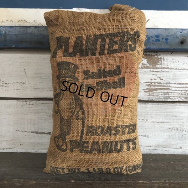 画像1: Vintage Planters Mr Peanuts Burlap Bag ROASTED PEANUTS 1LB (S422)