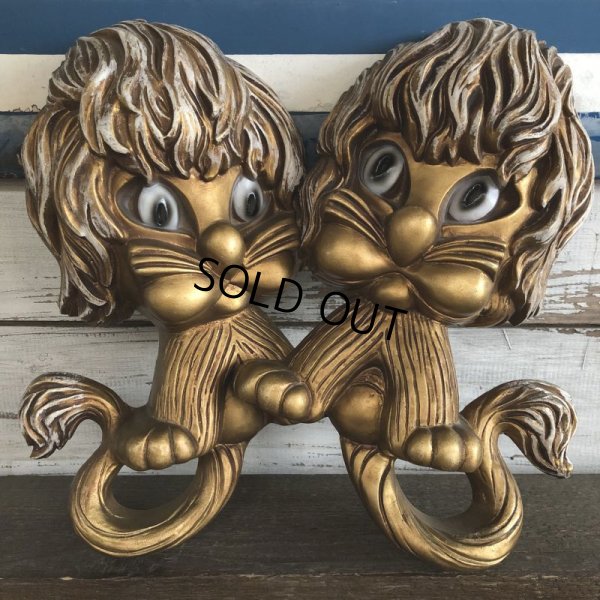 画像1: 70s Vintage Homco Wall Deco Gold Lion (S434) 