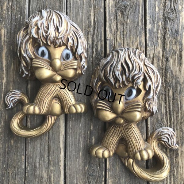 画像2: 70s Vintage Homco Wall Deco Gold Lion (S434) 