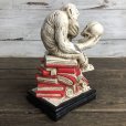 画像4: ※ご来店引き取り限定SALE※ Vintage Darwin Monkey On Books w/ Skull Chalkware Statue (S486)
