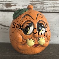 Vintage Orange Chalkware Statue Bank (S488)