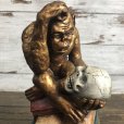 画像7: Vintage Darwin Monkey On Books w/ Skull Chalkware Statue (S485)