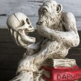 画像9: ※ご来店引き取り限定SALE※ Vintage Darwin Monkey On Books w/ Skull Chalkware Statue (S486)