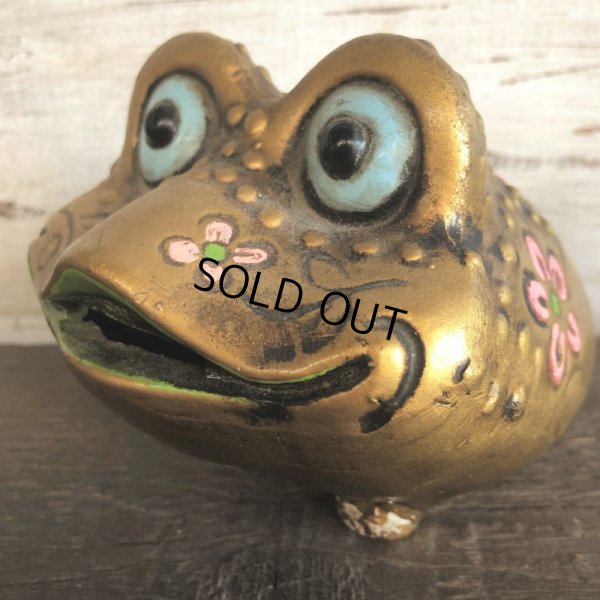 画像6: Vintage Ceramic Frog Bank Hippie Flower Power Psychedelic Gold (S489)