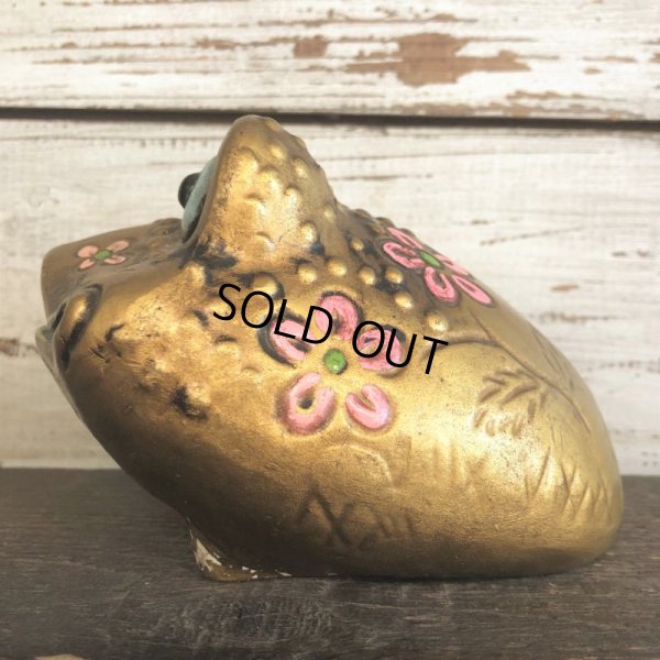 画像5: Vintage Ceramic Frog Bank Hippie Flower Power Psychedelic Gold (S489)