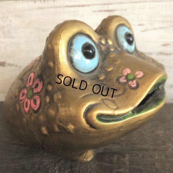 画像7: Vintage Ceramic Frog Bank Hippie Flower Power Psychedelic Gold (S489)