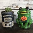 画像1: Vintage Ceramic Frog Bank Hippie Flower Power Psychedelic (S488) (1)