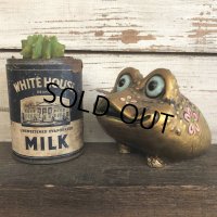 Vintage Ceramic Frog Bank Hippie Flower Power Psychedelic Gold (S489)