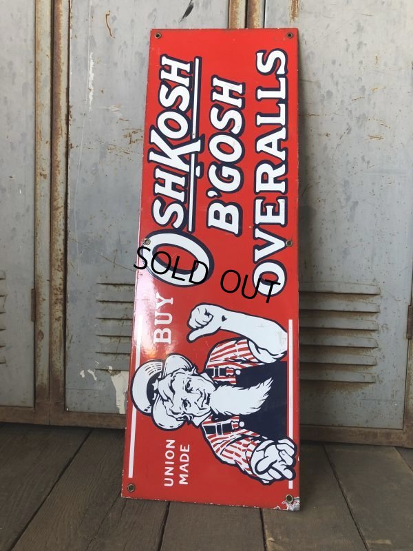 画像5: Vintage OshKosh B'Gosh Overalls Uncle Sam Porcelain Sign (S513)