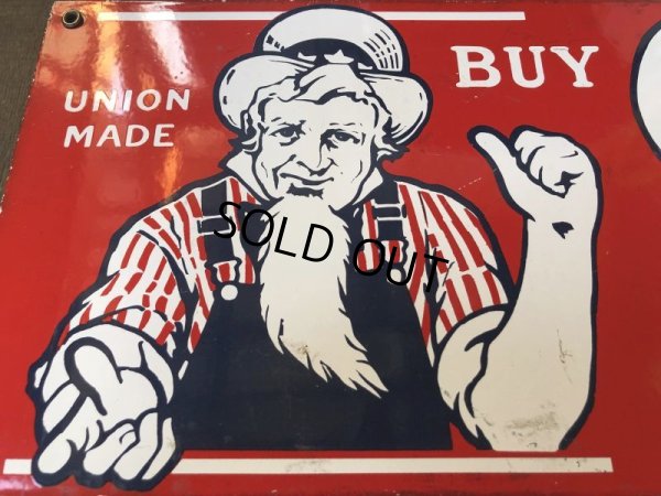 画像3: Vintage OshKosh B'Gosh Overalls Uncle Sam Porcelain Sign (S513)