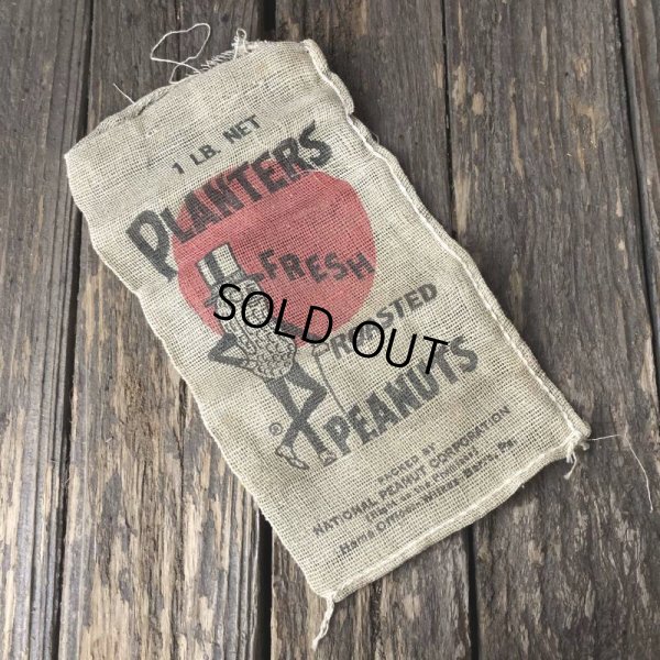 画像1: Vintage Planters Mr. Peanut Burlap Bag ROASTED PEANUTS 1LB (S538)