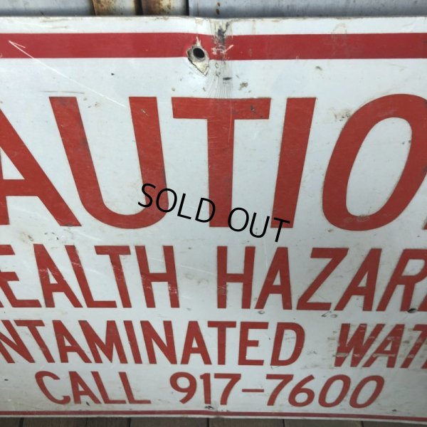 画像2: Vintage Sign CAUTION HEALTH HAZARD CONTAMINATED WATER (S571) 