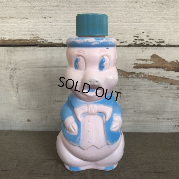 画像1: Vintage Soaky Bobble Bath bottle Little Pig Blue (S588)