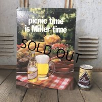 Vintage Cardboard Sign Miller Beer picnic time is Miller time (S712)