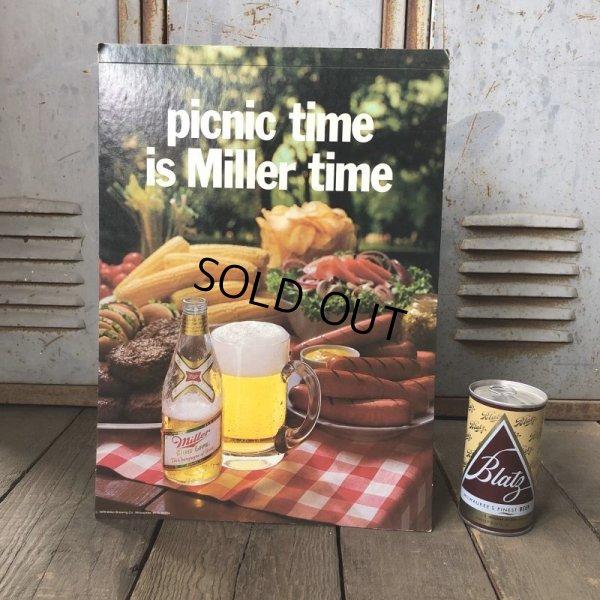 画像1: Vintage Cardboard Sign Miller Beer picnic time is Miller time (S712)