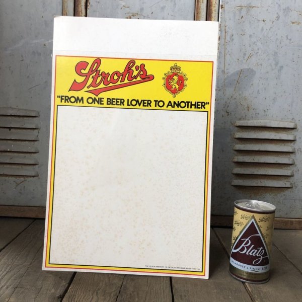 画像1: Vintage Cardboard Sign Stroh's Beer FROM ONE BEER LOVER TO ANOTHER (S711)