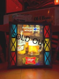 Vintage Miller Beer Lighted Stained Glass Sign (S738)