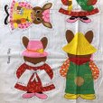 画像4: Vintage Rabbit Family Farmer Fabric Pillow Cushion Panel (S760) (4)