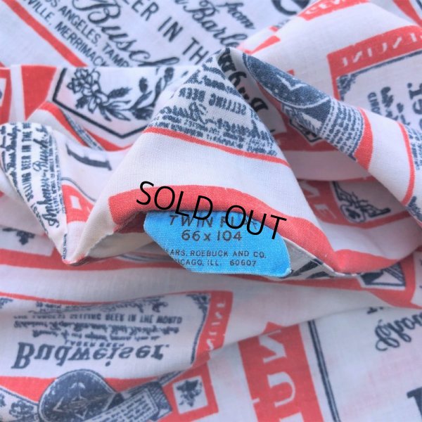 画像6: Vintage Fabric Budweiser Twin Flat (S765)