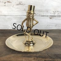 Vintage Planters Peanut Mr. Peanut Gold Metal Ashtray (S809)