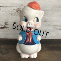 Vintage Piggy Bank Red Ribbon (S822)