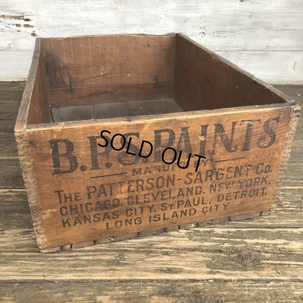 画像3: Vtg Antique BPS PAINTS Dovetail Wooden Crate Box (S822)