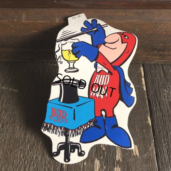 画像1: 70s Vintage Budweiser Bud Man Mighty Malt Sticker Decal (S860）