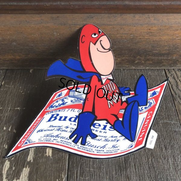 画像1: 70s Vintage Budweiser Bud Man Mighty Malt Sticker Decal (S836）