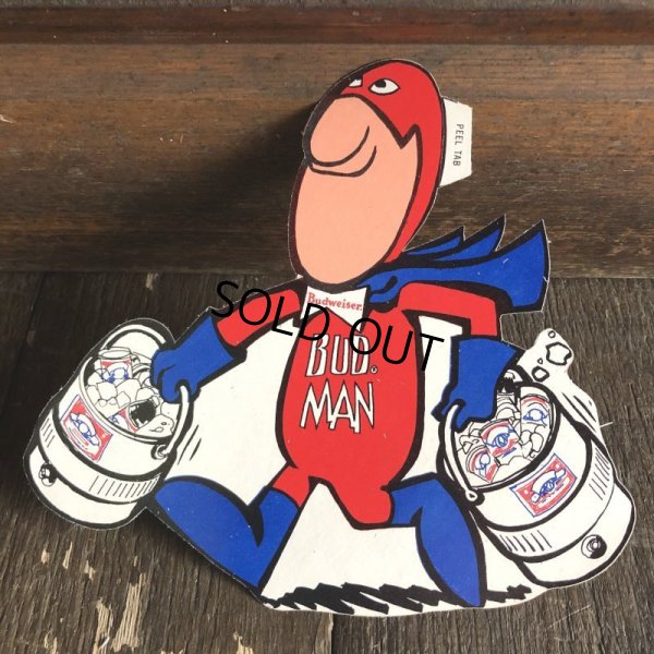 画像1: 70s Vintage Budweiser Bud Man Mighty Malt Sticker Decal (S842）